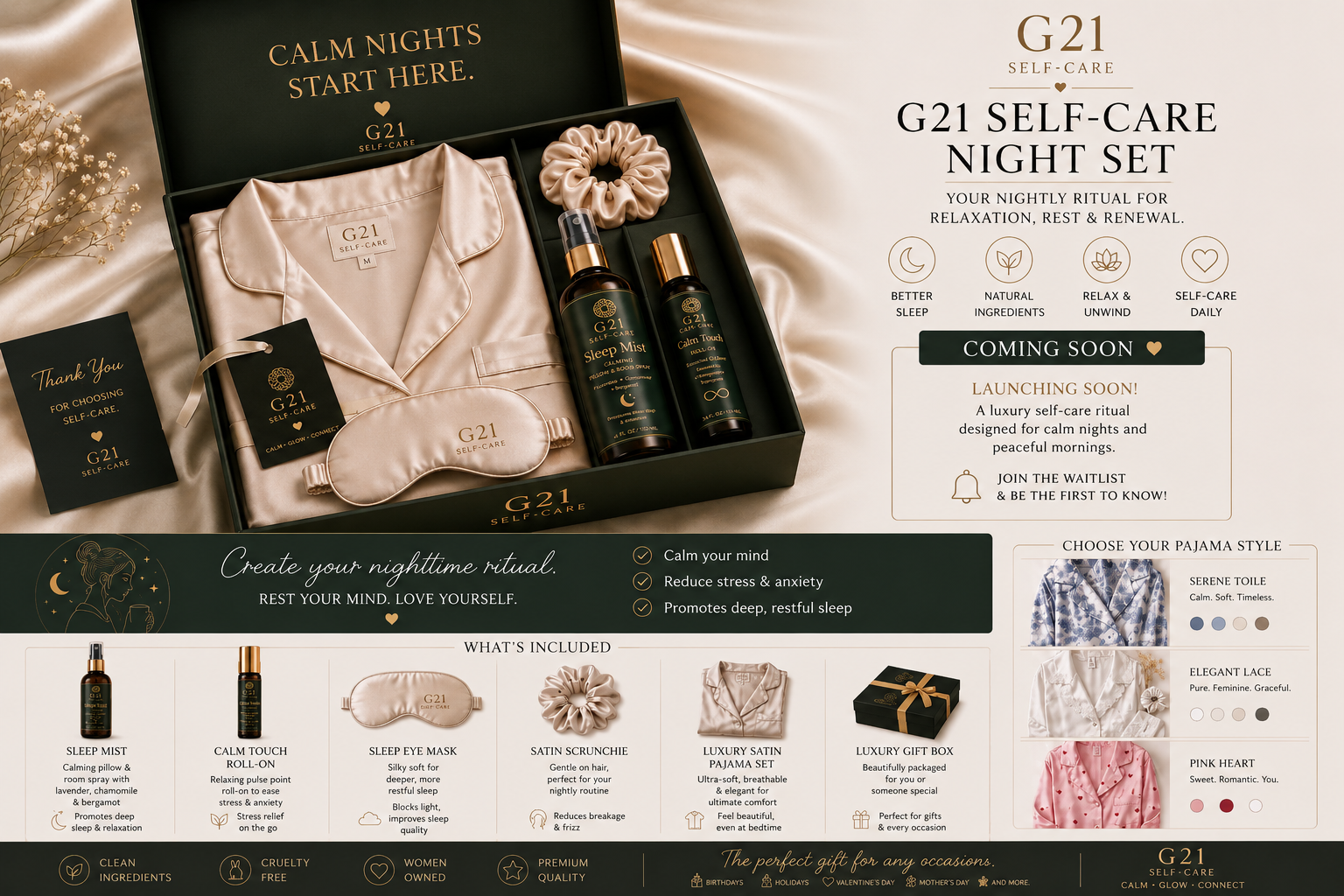 G21 Luxury Satin Pajama Set